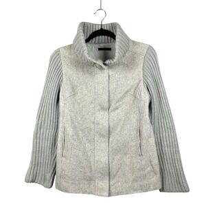 LE CIEL BLEU Women's Wool Coat Full Zip Collared Jacket  in Gray, Made in JAPAN‎